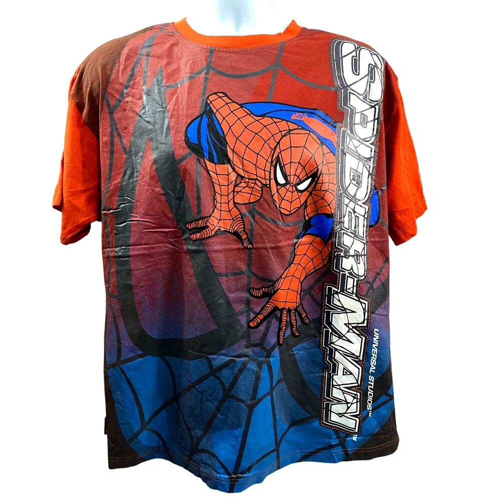 Universal Studios Spider Man Big print Heavy graphic T- Shirt Large - NWOT